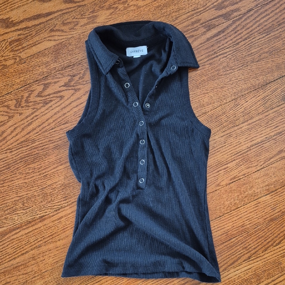 Evereve Black Ribbed Sleeveless Top